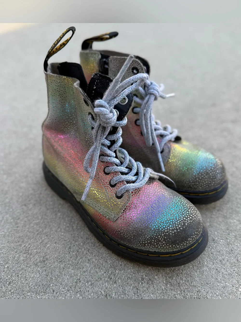 Dr Martens Jr 1460 Pascal Iridescent Lace Up Size 11 Boots girls